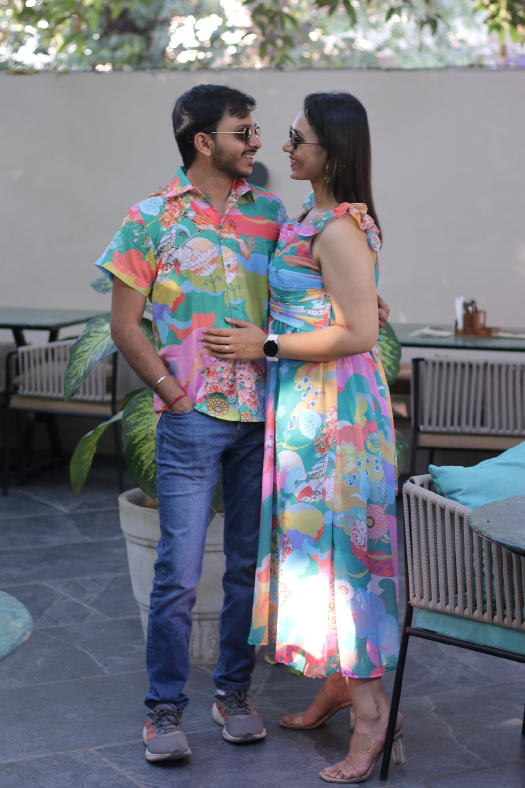 Aquamarine long Couple Set