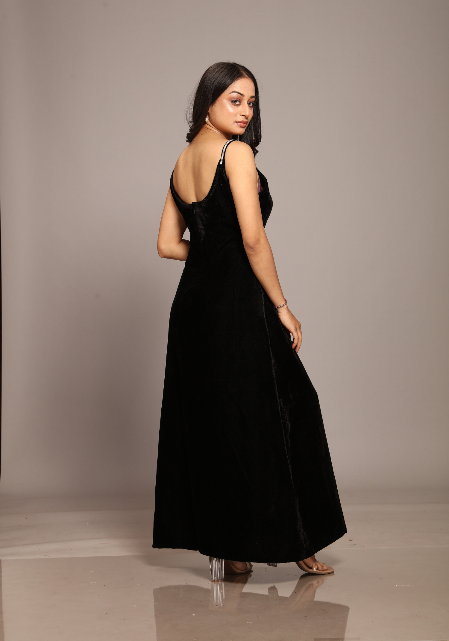 Black velvet dress