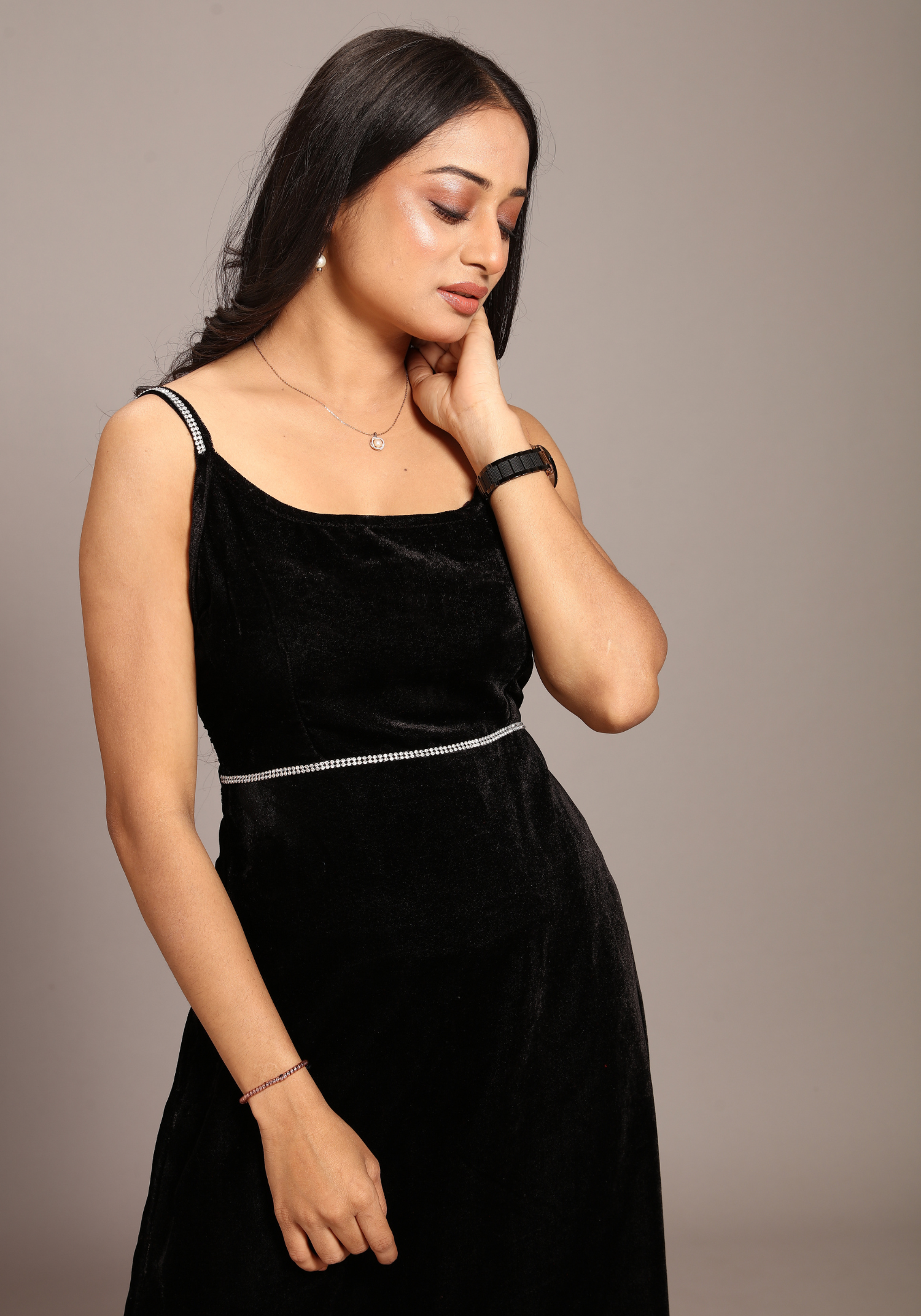 Black velvet dress