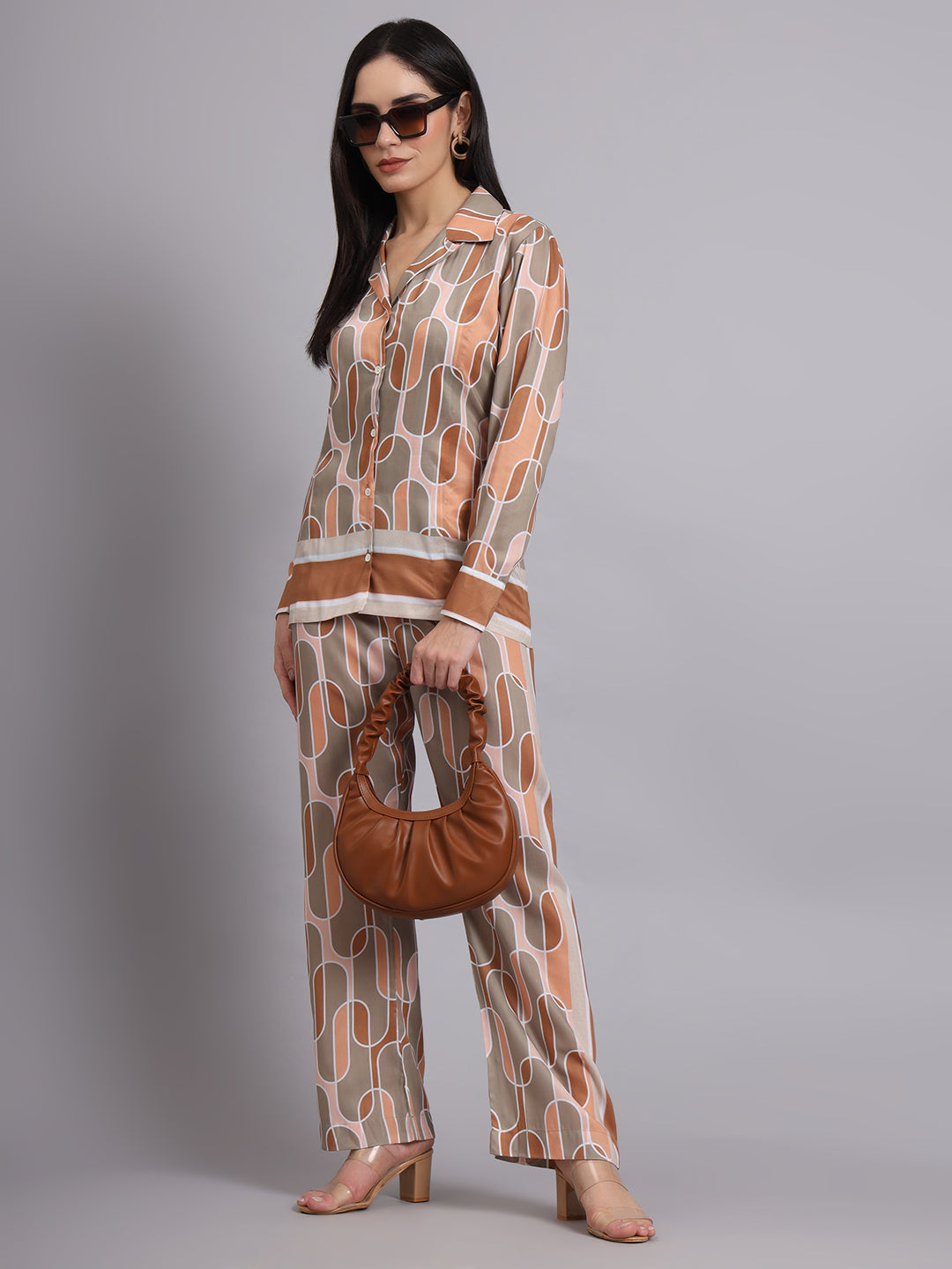 GEOMETRIC BEIGE COORD SET
