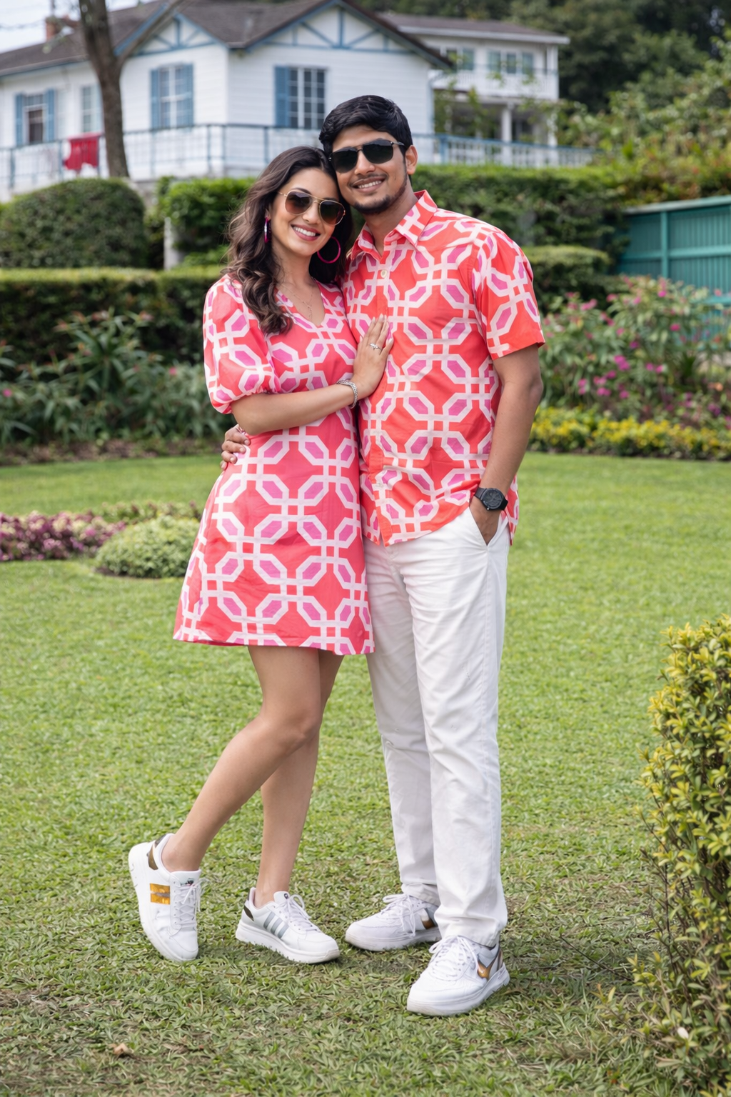 Tangerine Blush Abstract Couple Set
