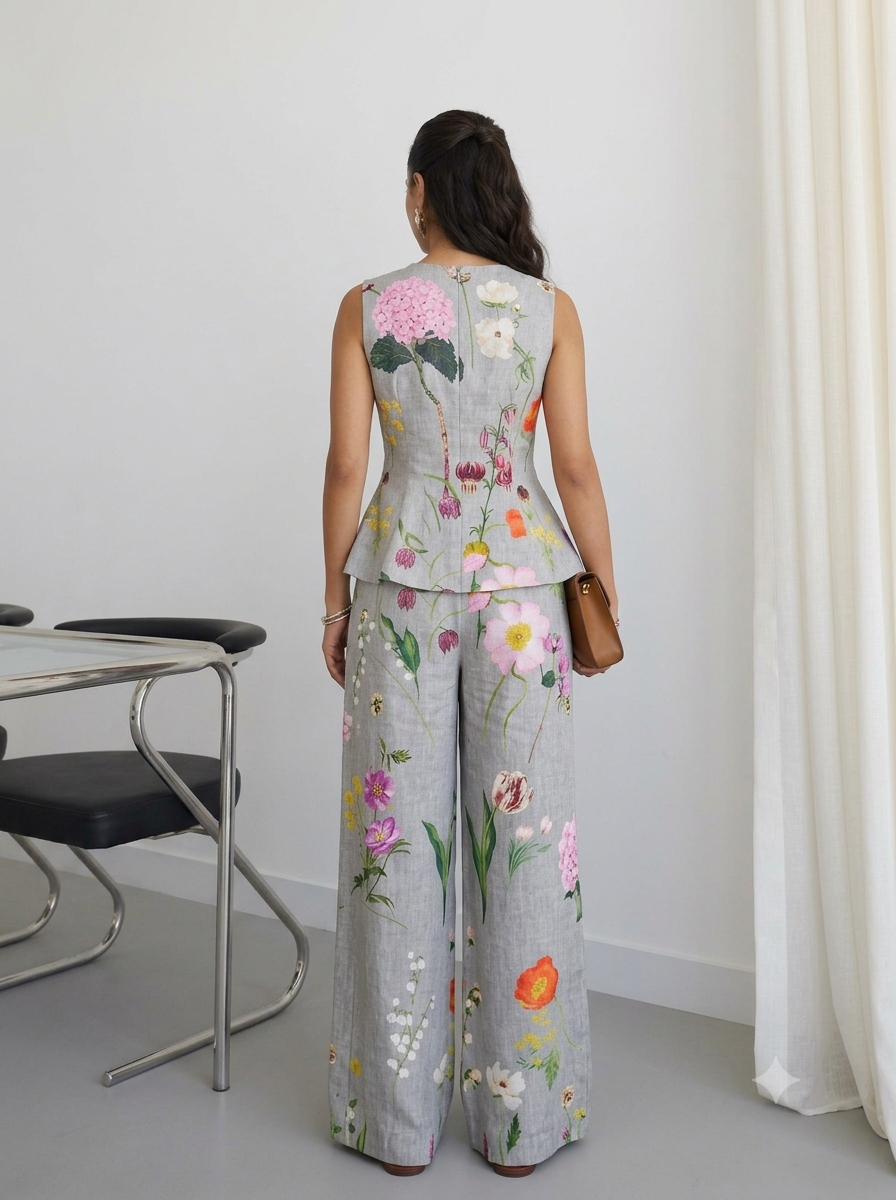 Botanical Floral Peplum Co-Ord Set