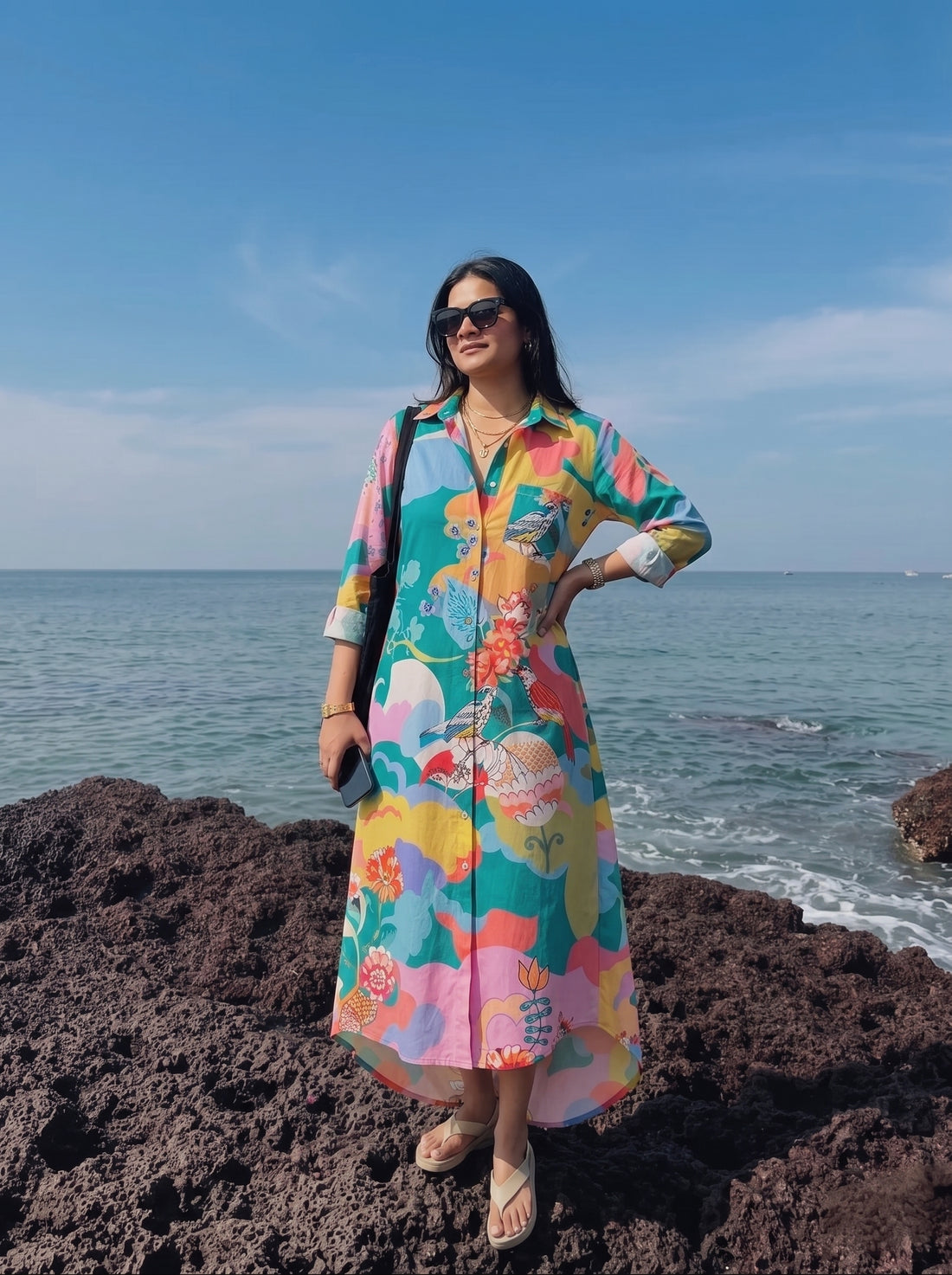 Aquamarine Shirt Midi Dress