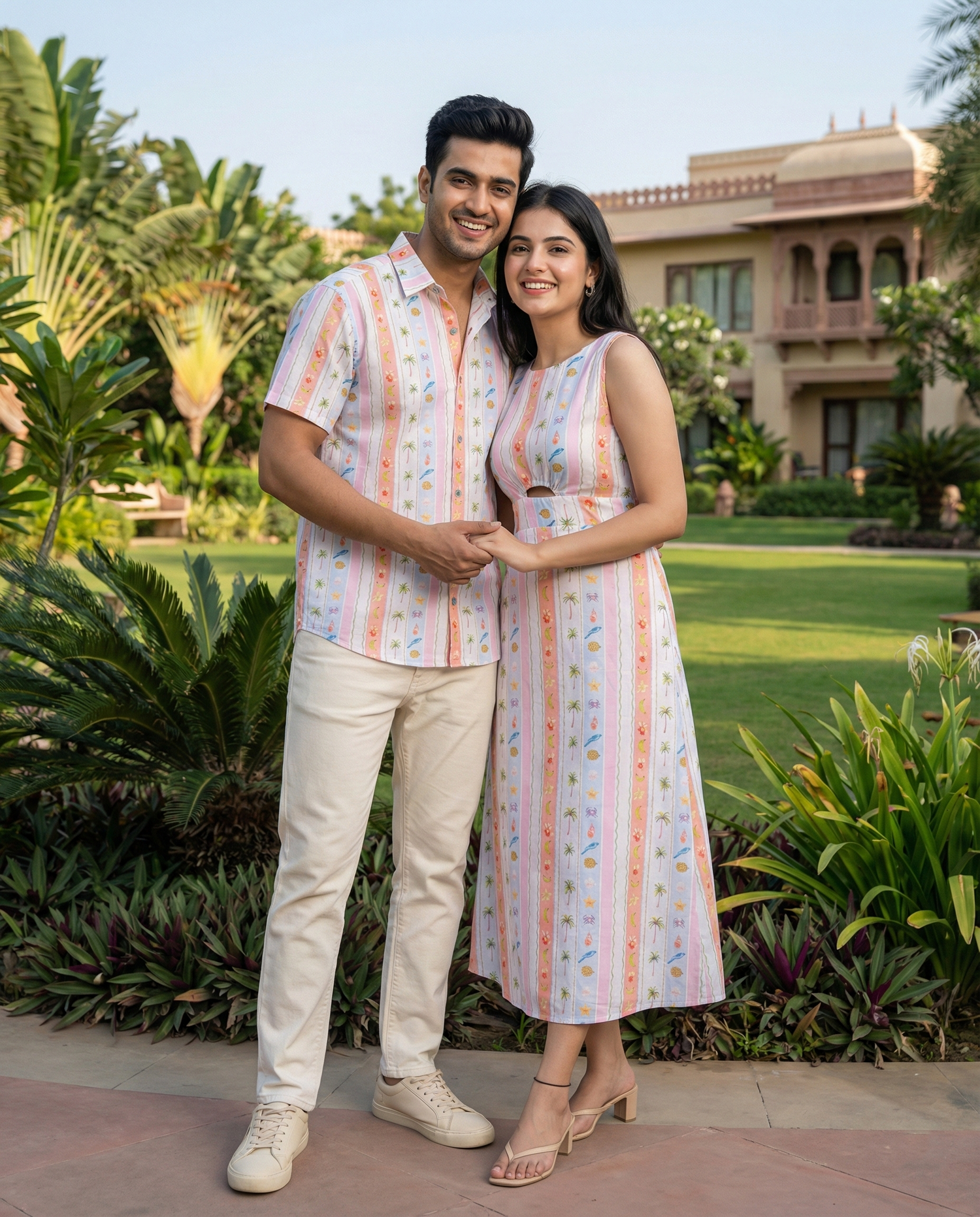 Pastel stripes Couple Set