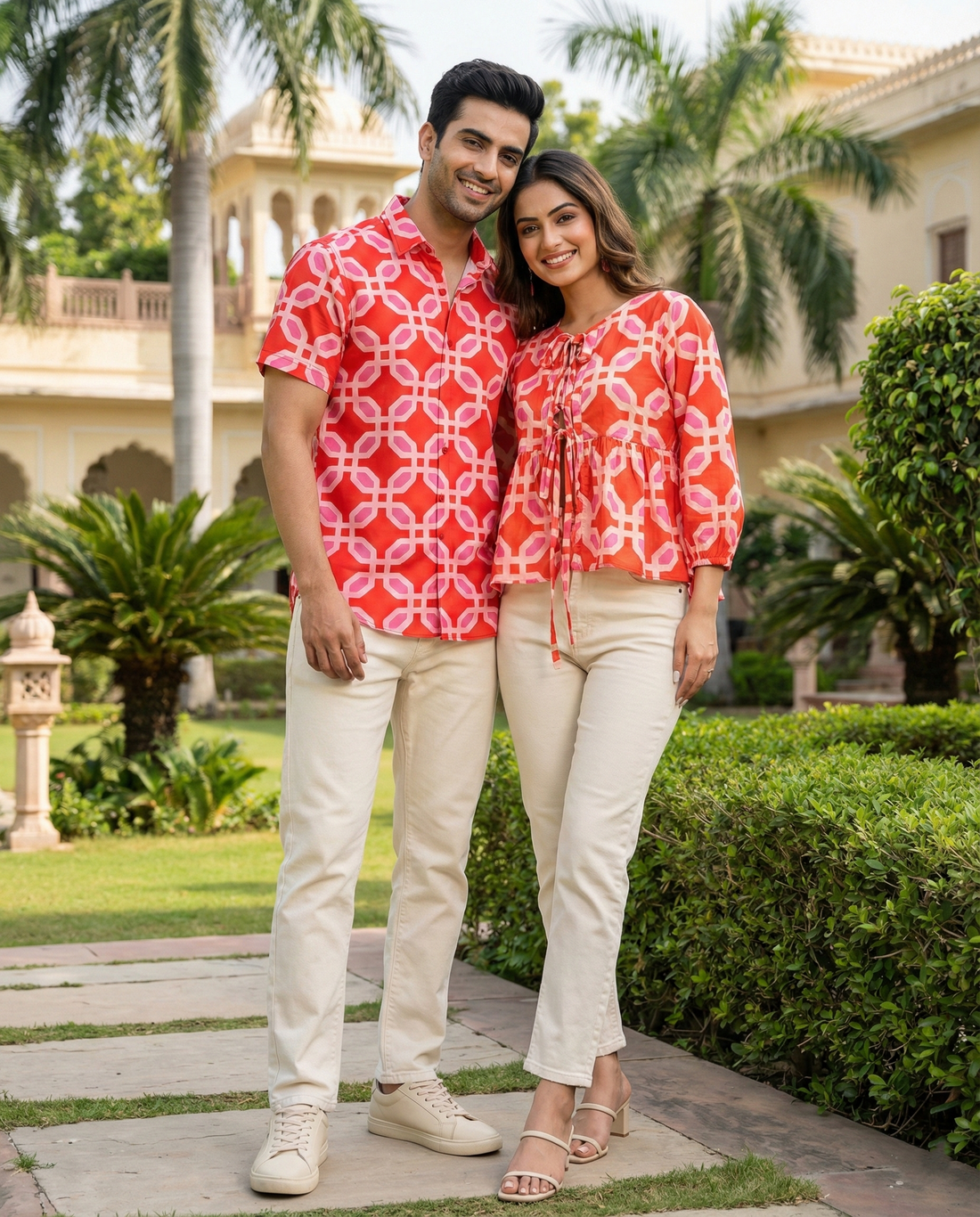 Tangerine Blush tie-top Couple Set