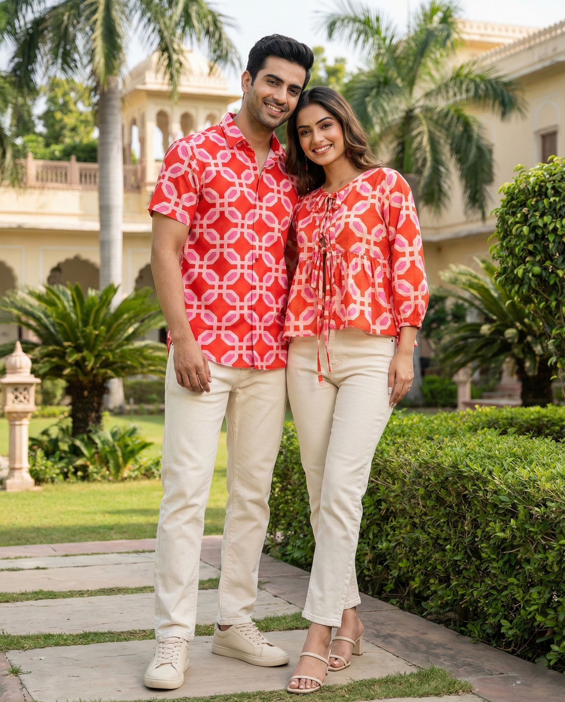 Tangerine Blush tie-top Couple Set