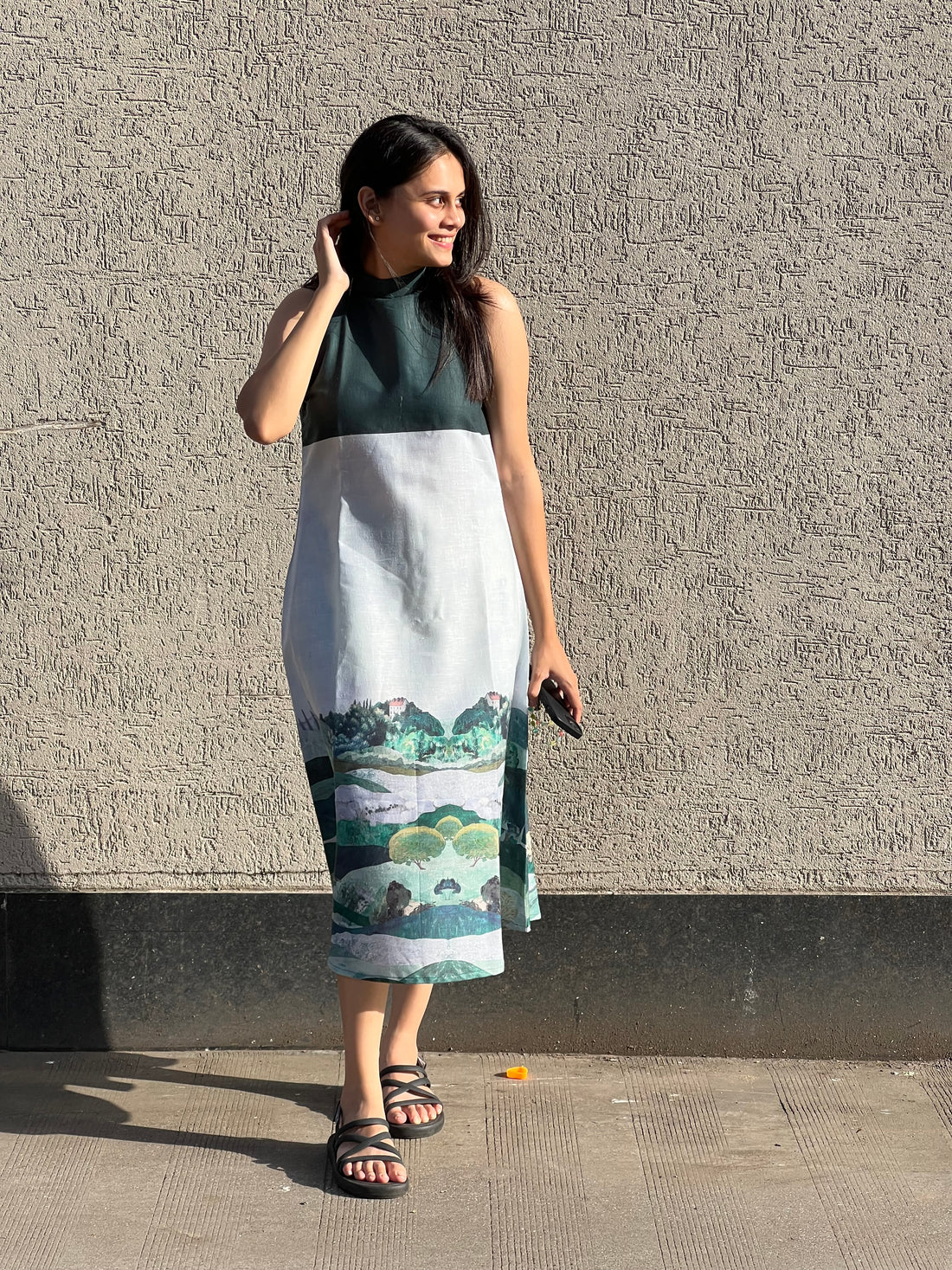 Emerald Horizon Halter Dress