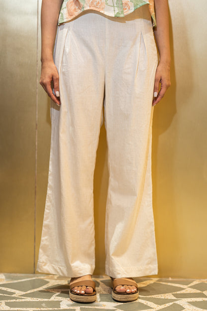 Beige Elegance Pleated Pants