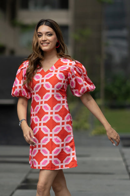 Tangerine Blush Abstract Dress