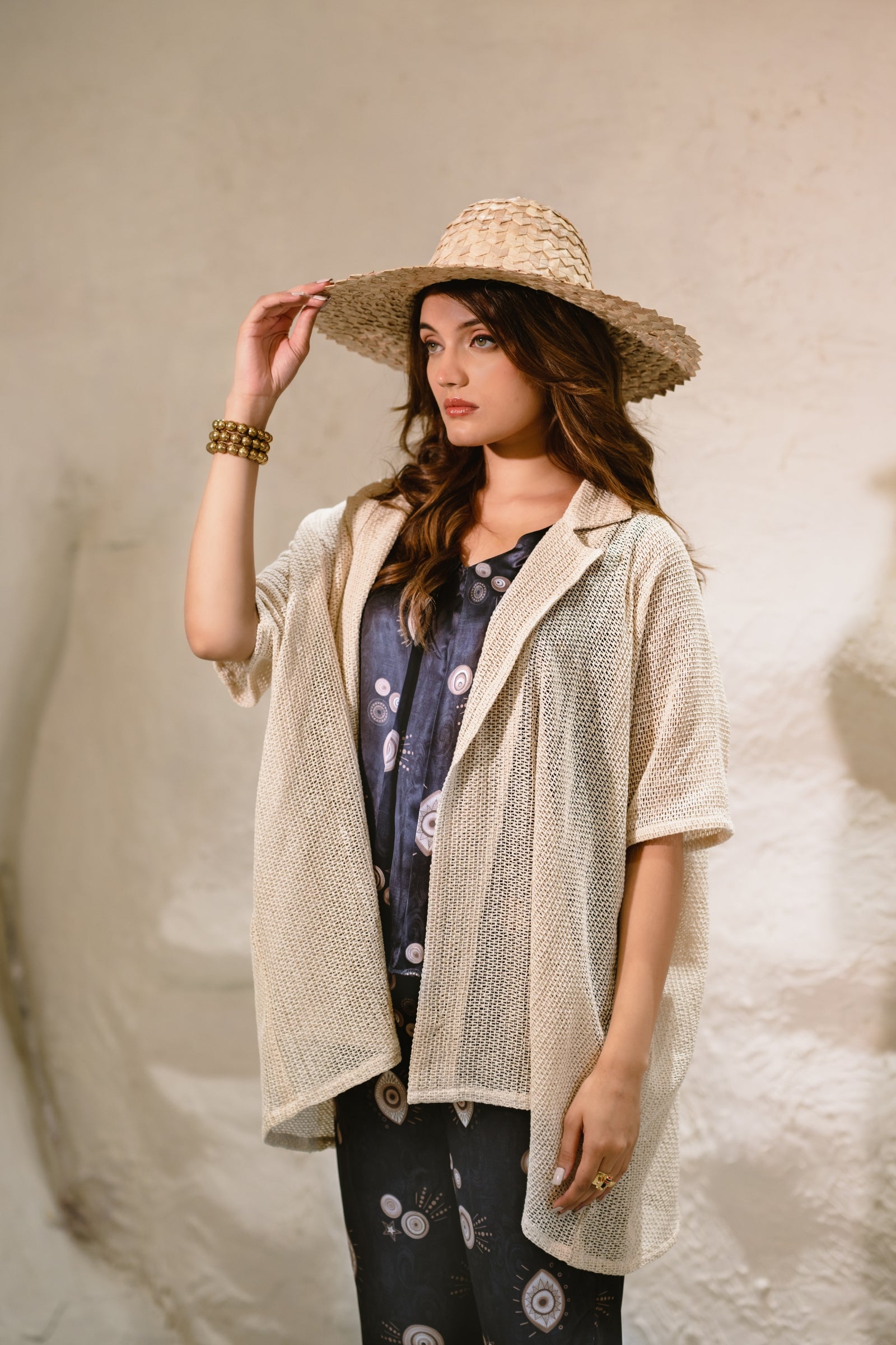 Cozy Knit Beige Cape