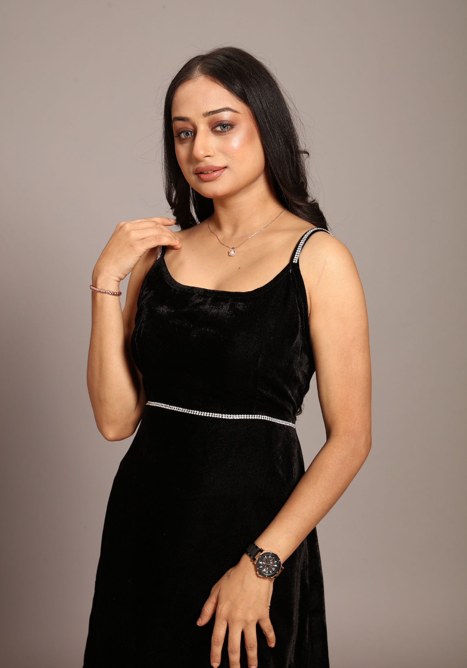 Black velvet dress