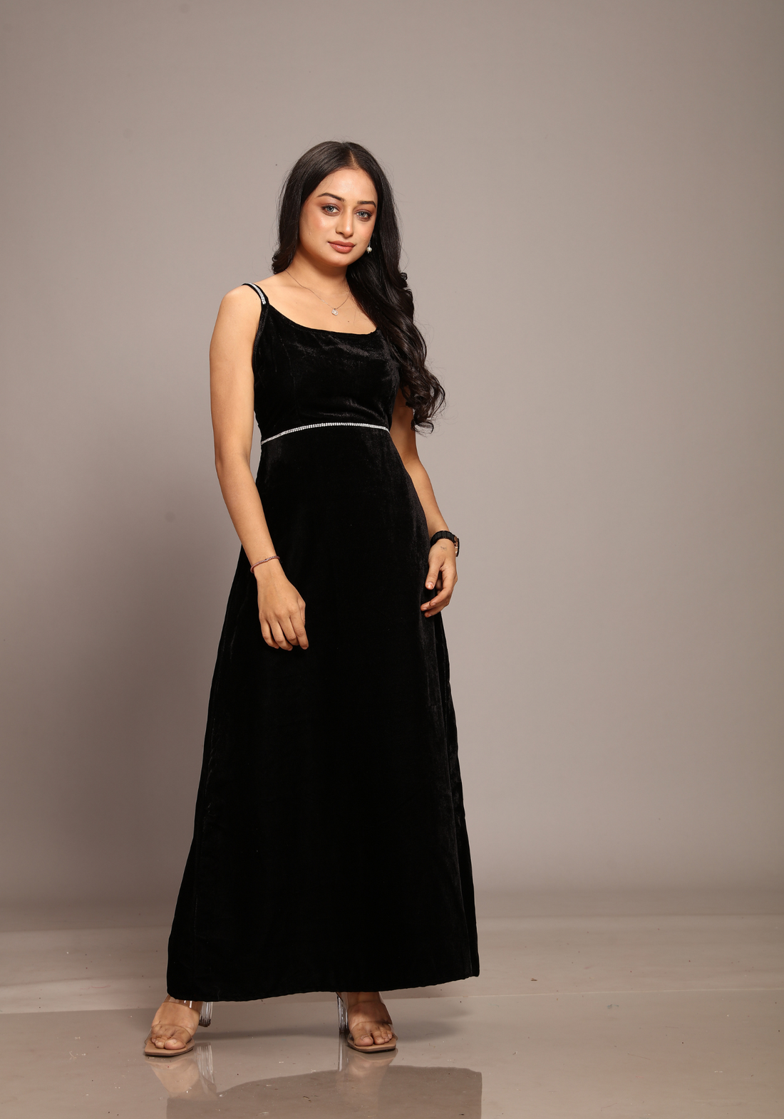 Black velvet dress