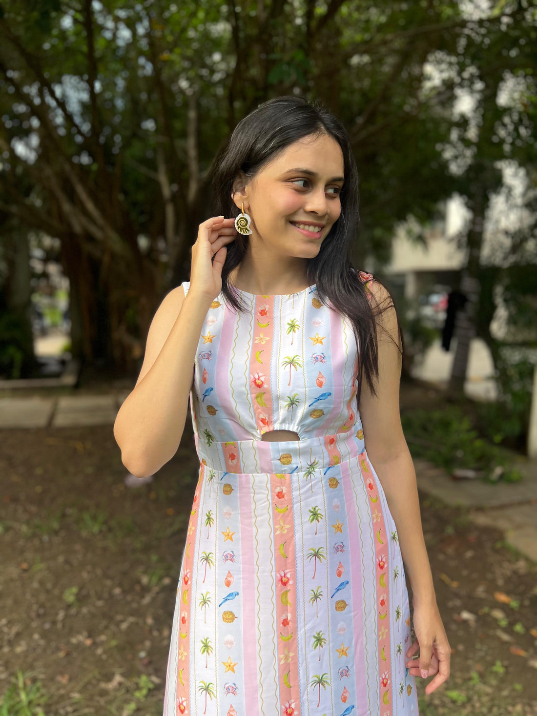 Summer strip maxi dress