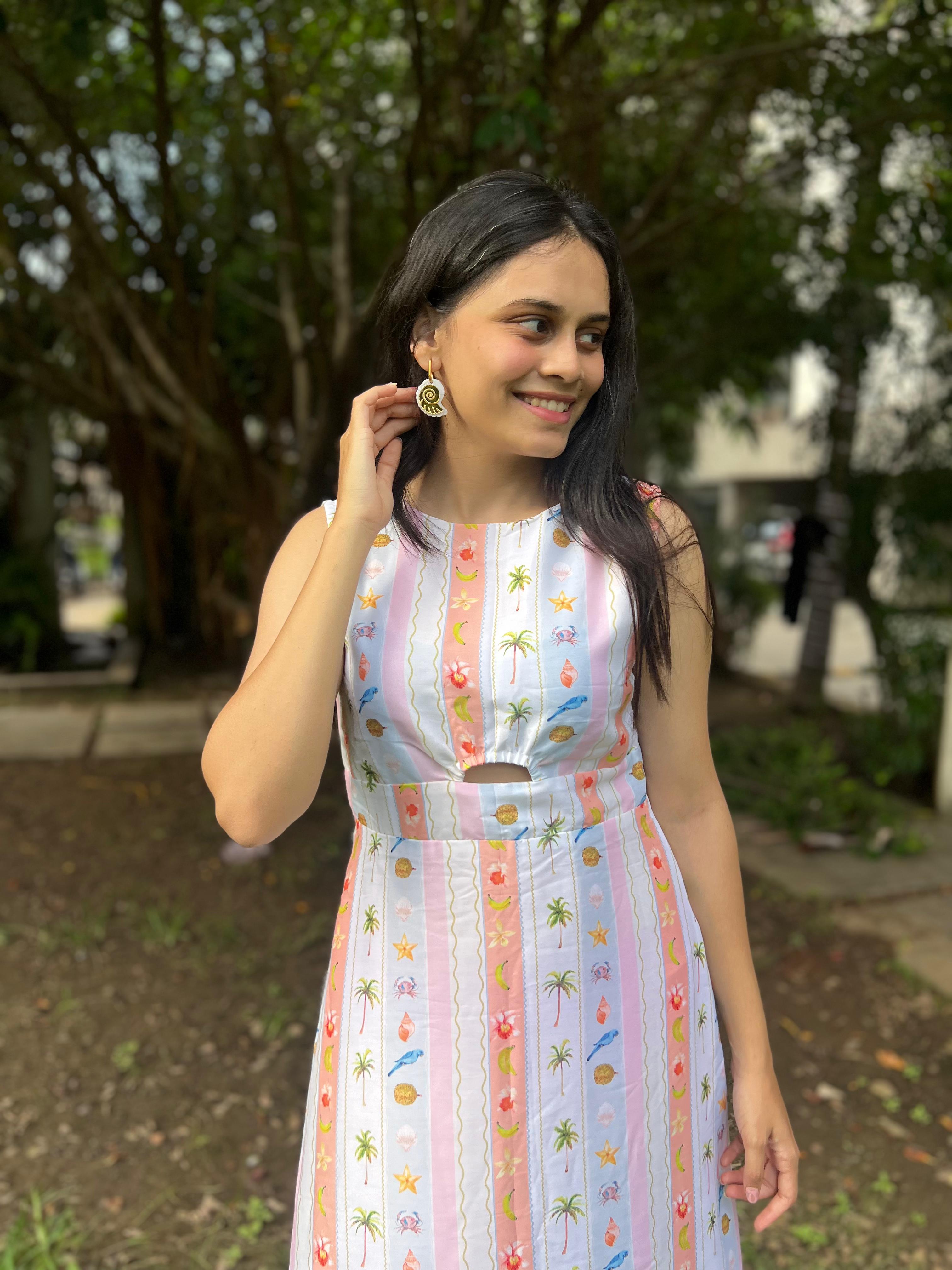 Summer strip maxi dress