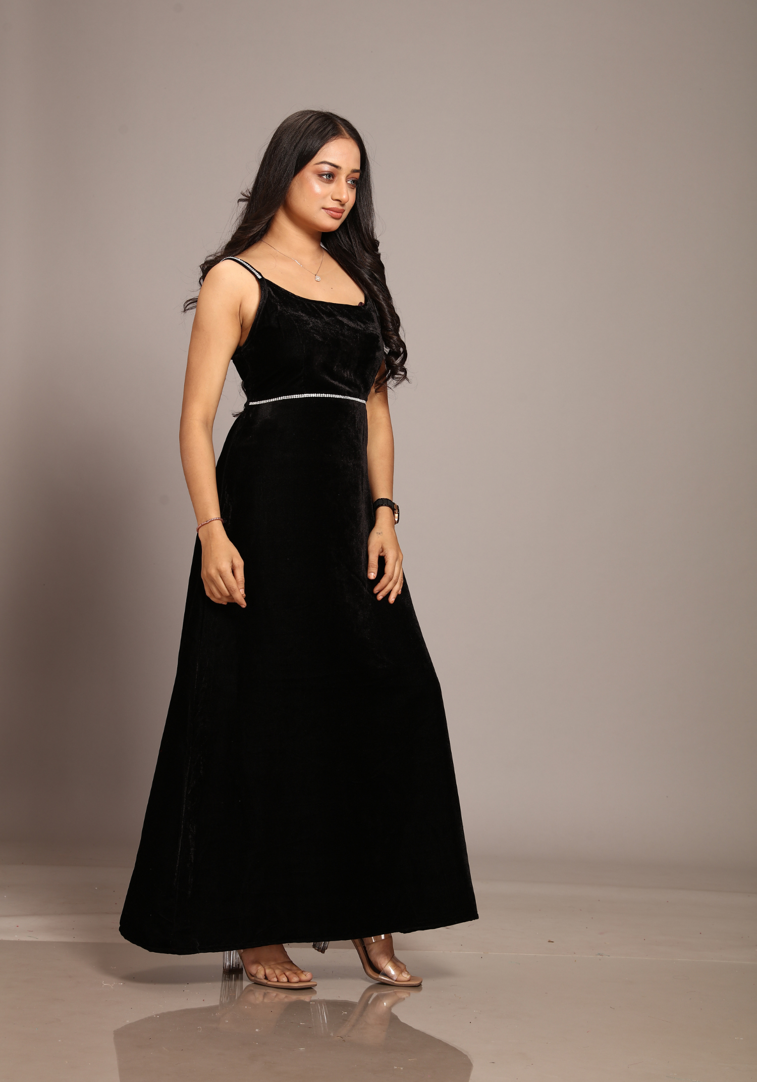 Black velvet dress