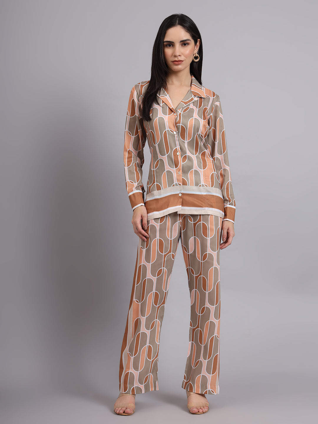 GEOMETRIC BEIGE COORD SET