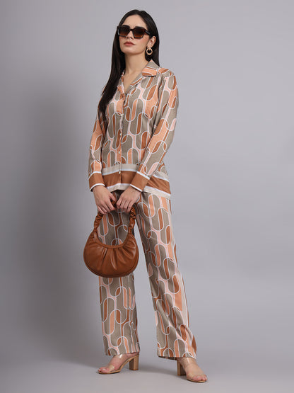 GEOMETRIC BEIGE COORD SET