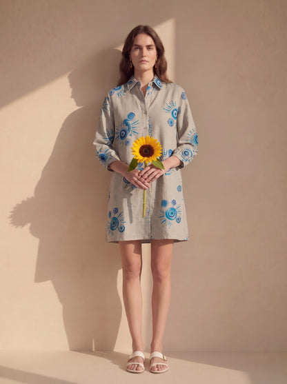 Abstract Evil Eye Print Shirt Dress