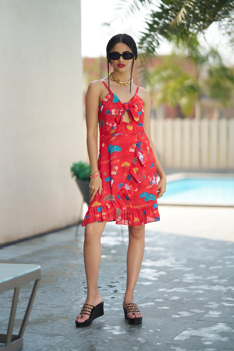 Beauty in her blood top knot dress