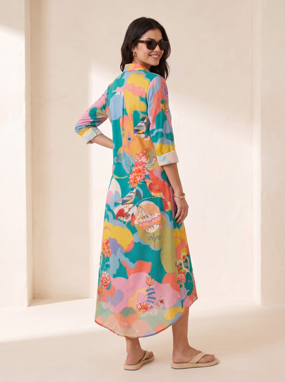 Aquamarine Shirt Midi Dress
