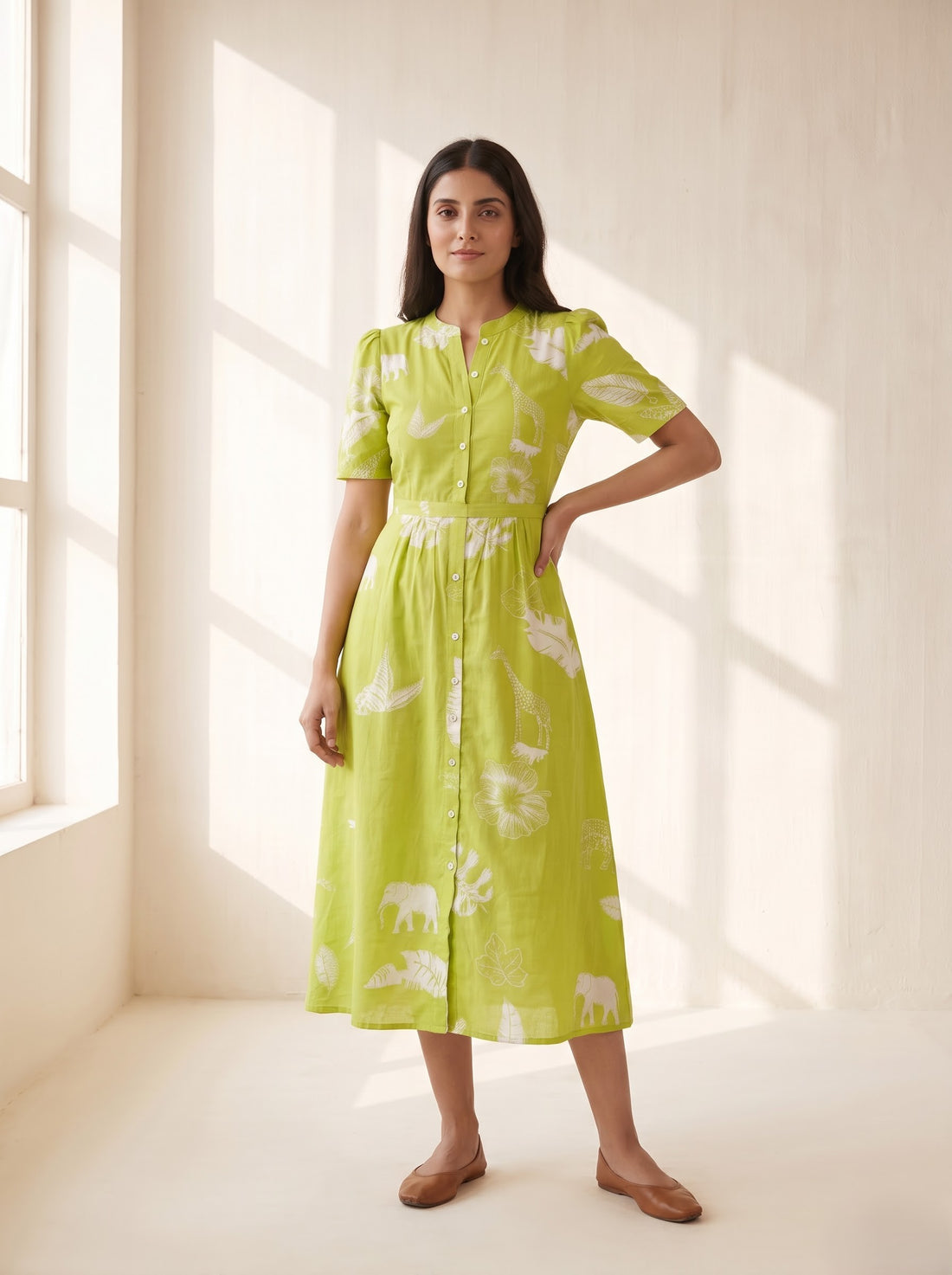 Lime Blossom Midi Dress