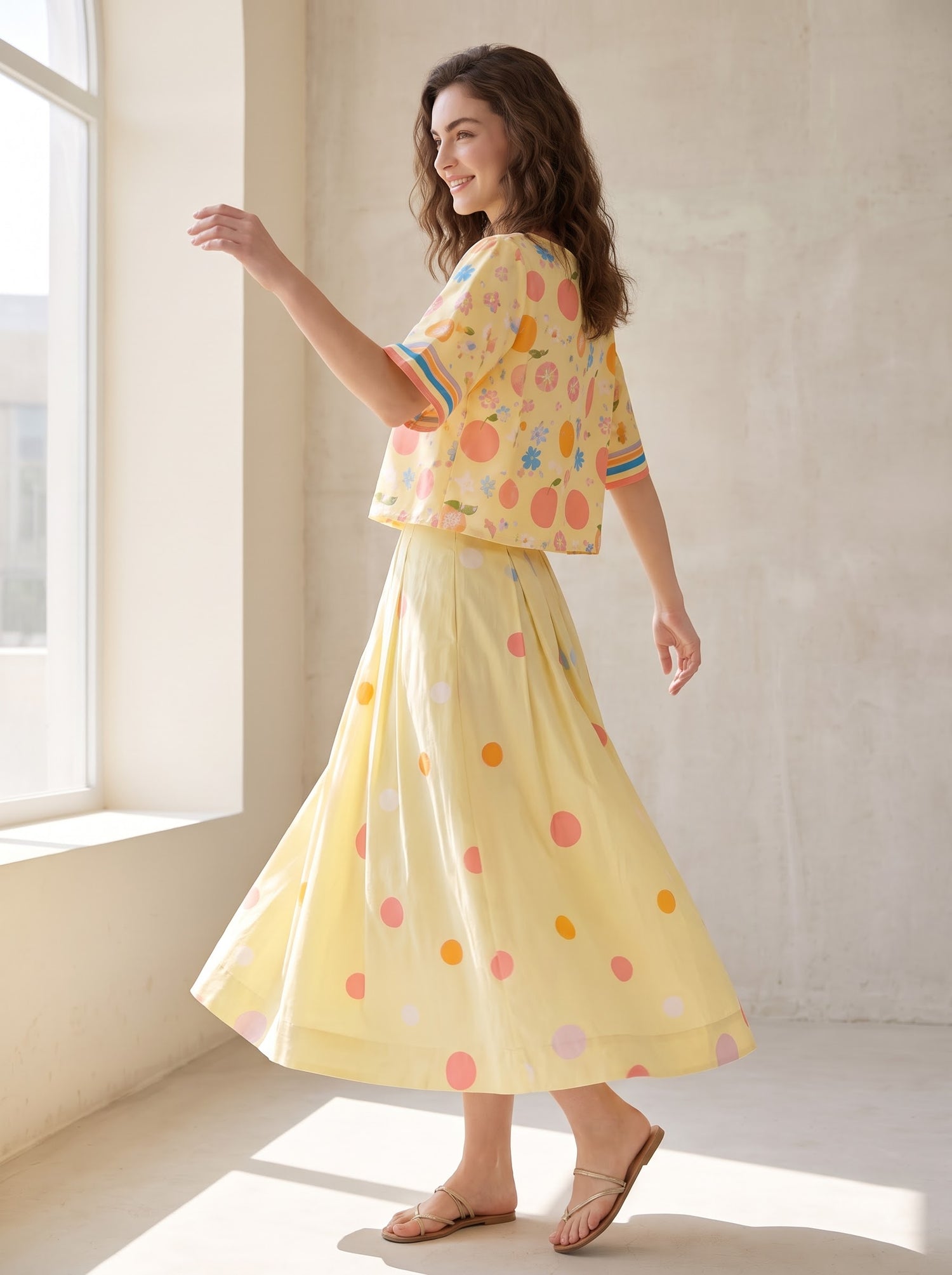 Citrus Printed Boxy Maxi Skirt Co-ord Set