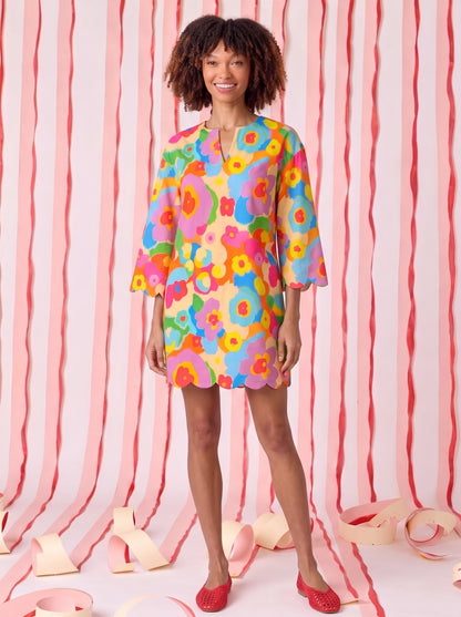 Multicolor Retro Floral Print Mini Dress