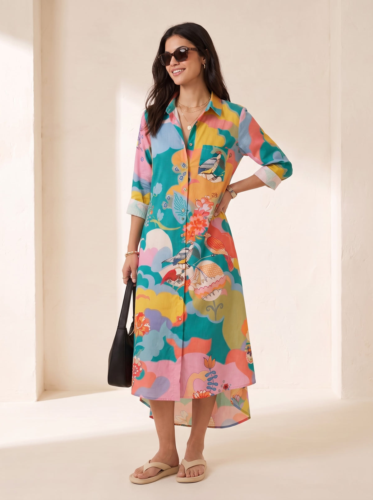 Aquamarine Shirt Midi Dress