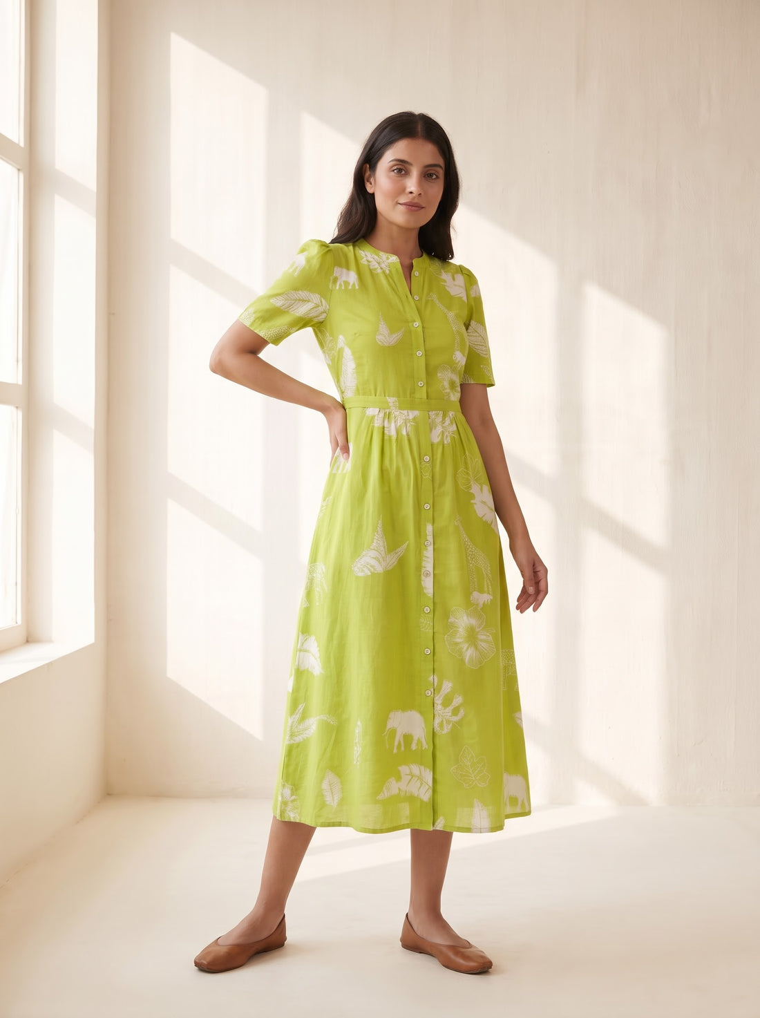 Lime Blossom Midi Dress