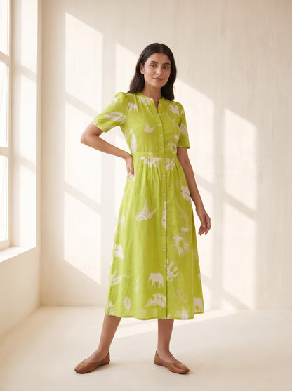 Lime Blossom Midi Dress
