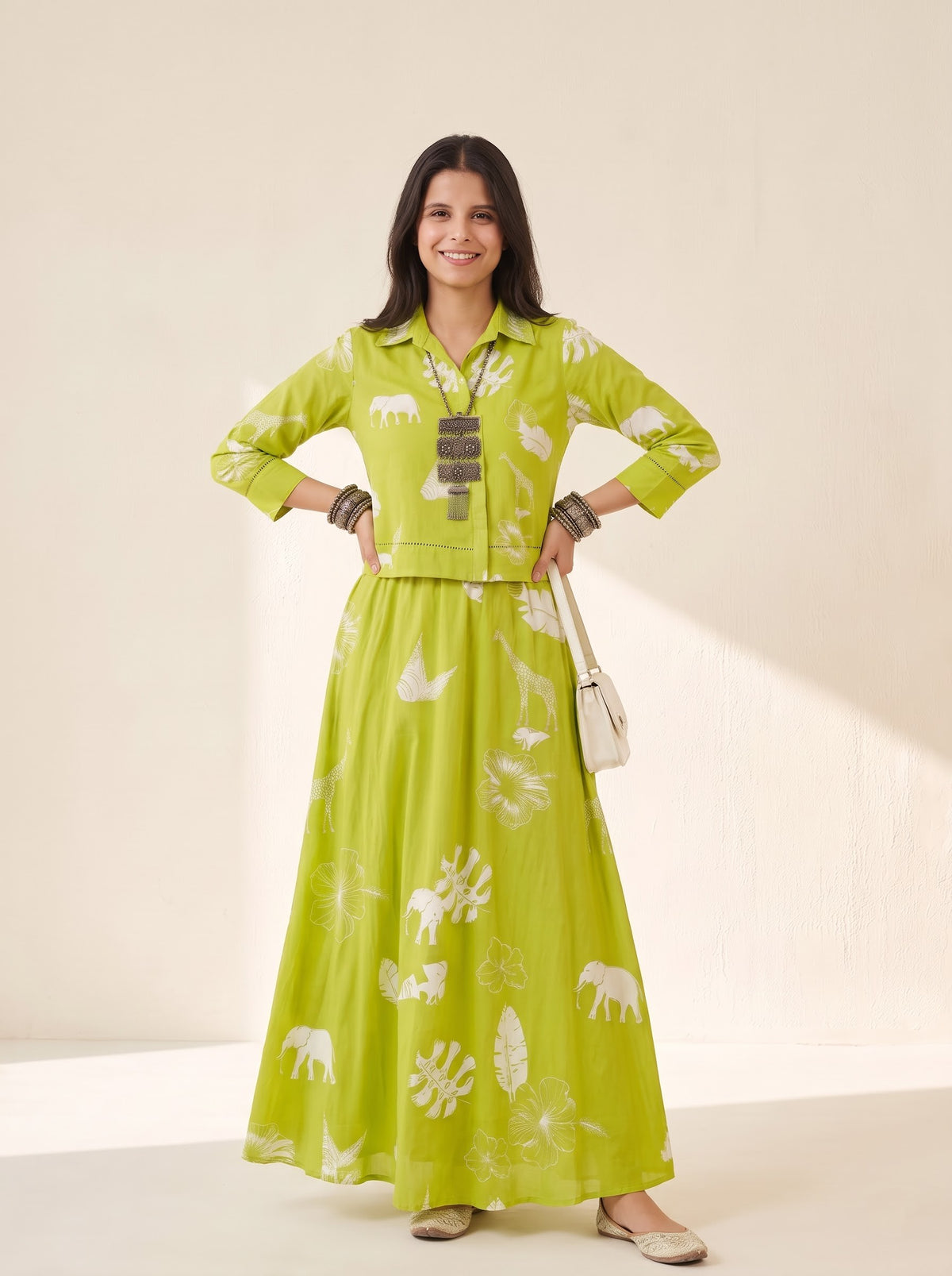 Lime Blossom Skirt Set