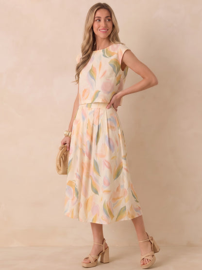 Pastel Abstract Leaf Print Co-ord Set