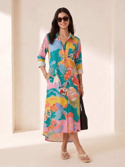 Aquamarine Shirt Midi Dress
