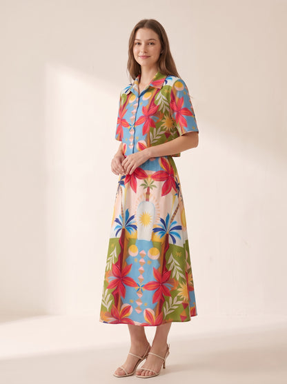 Multicolor Tropical Skirt Set