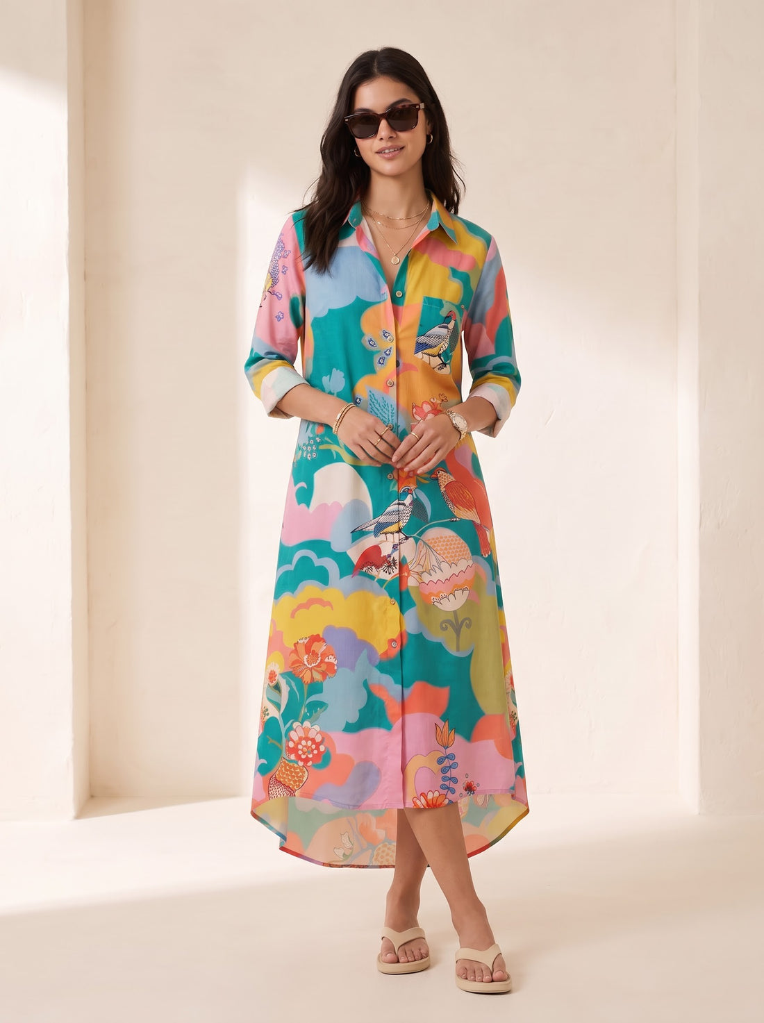 Aquamarine Shirt Midi Dress