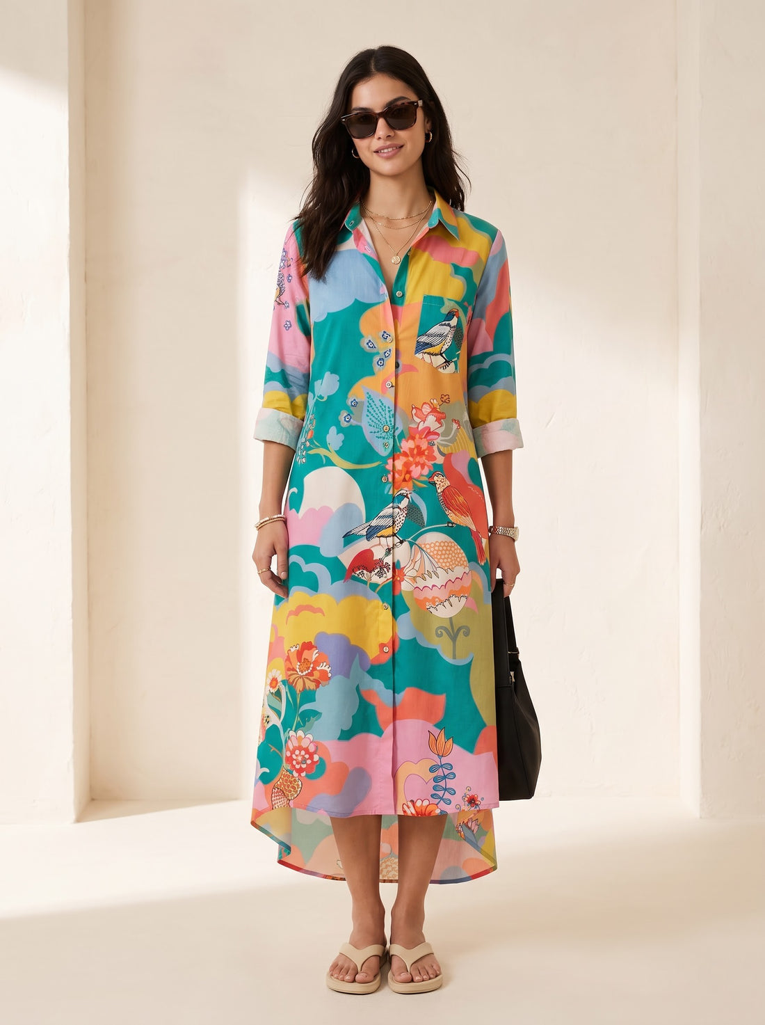 Aquamarine Shirt Midi Dress
