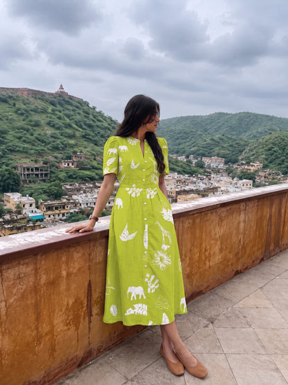 Lime Blossom Midi Dress