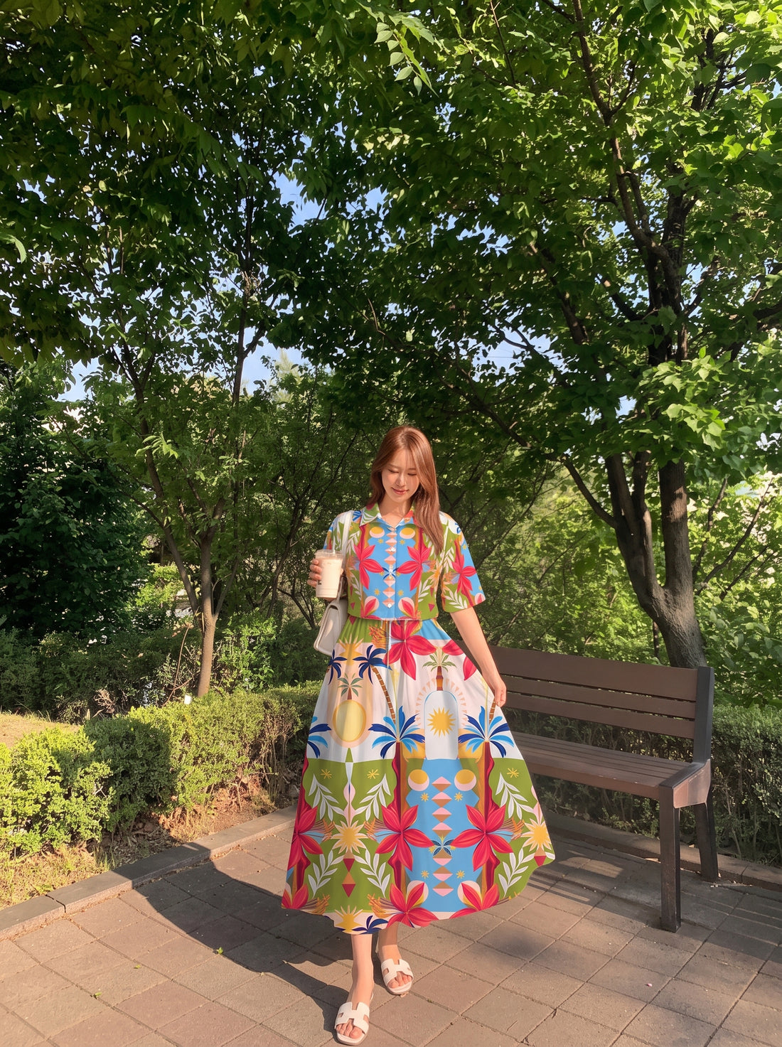 Multicolor Tropical Skirt Set