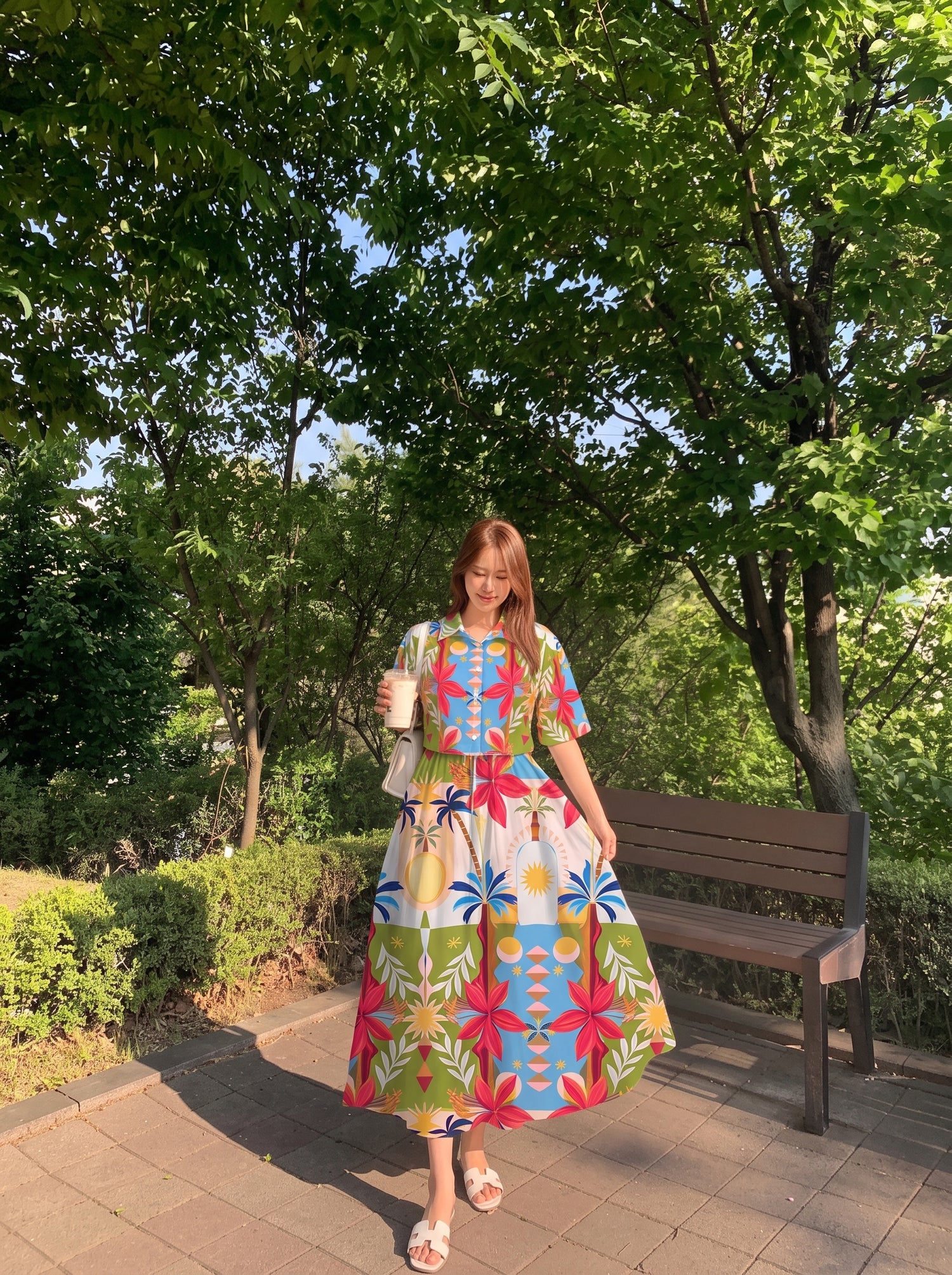 Multicolor Tropical Skirt Set