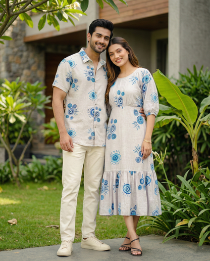 Frilled Beauty Beige Couple Set
