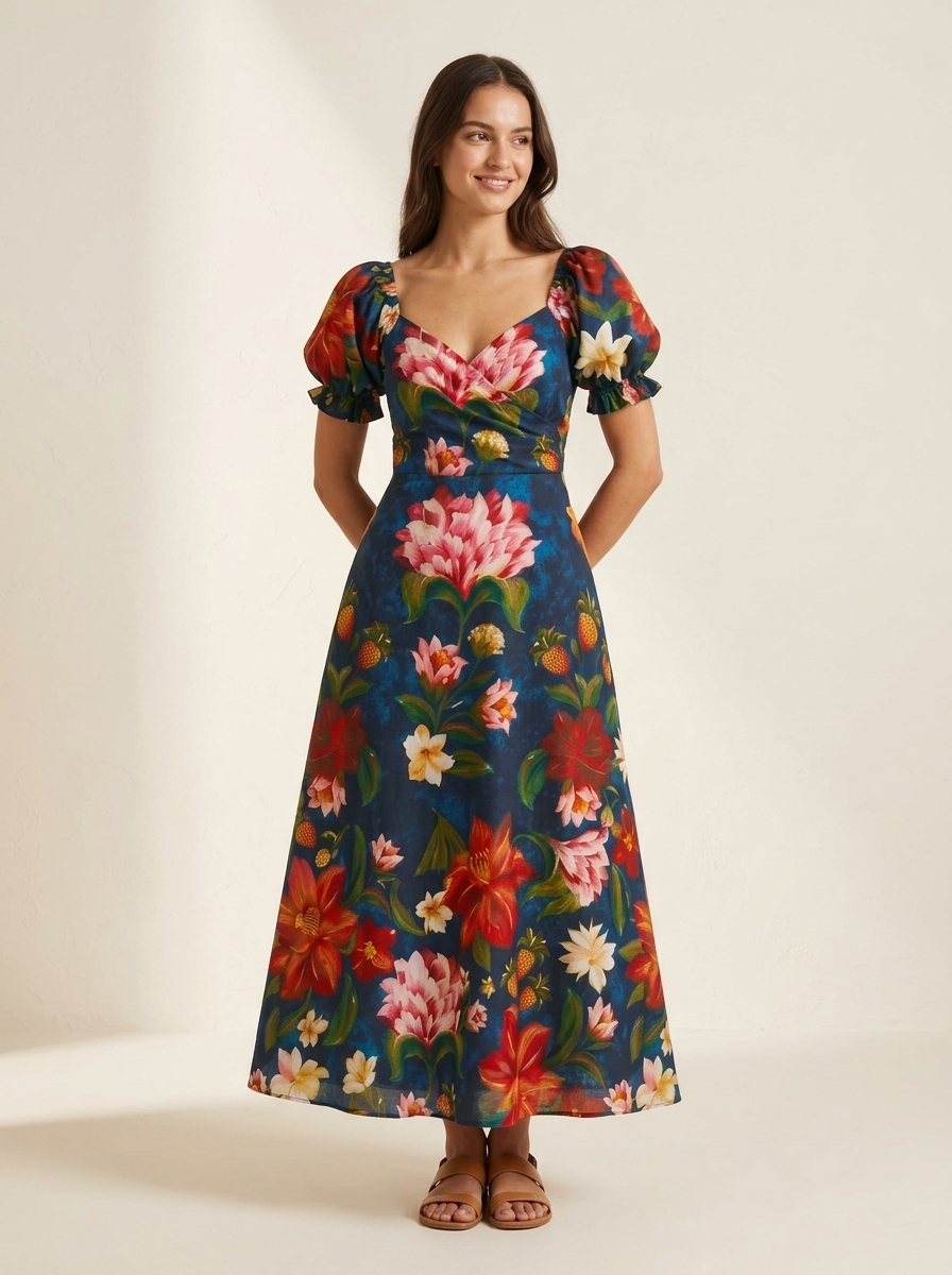 Midnight Blue Botanical Matching Couple Set