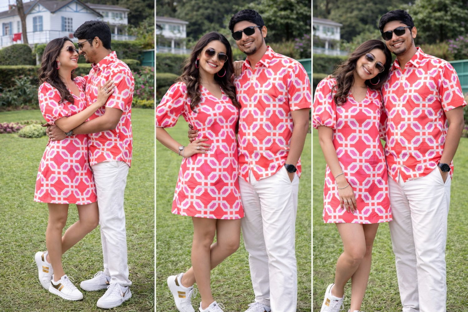 Tangerine Blush Abstract Couple Set