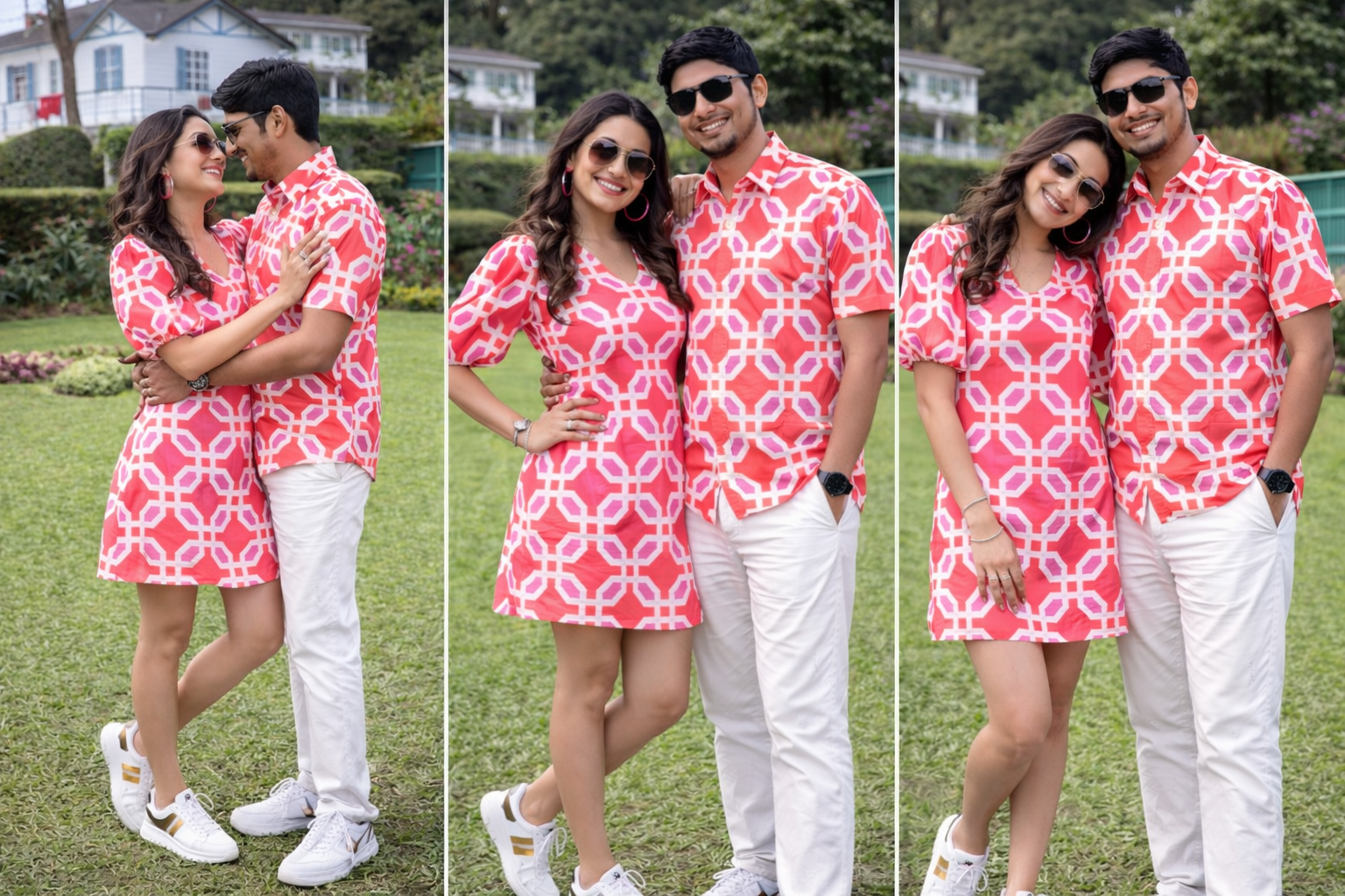 Tangerine Blush Abstract Couple Set