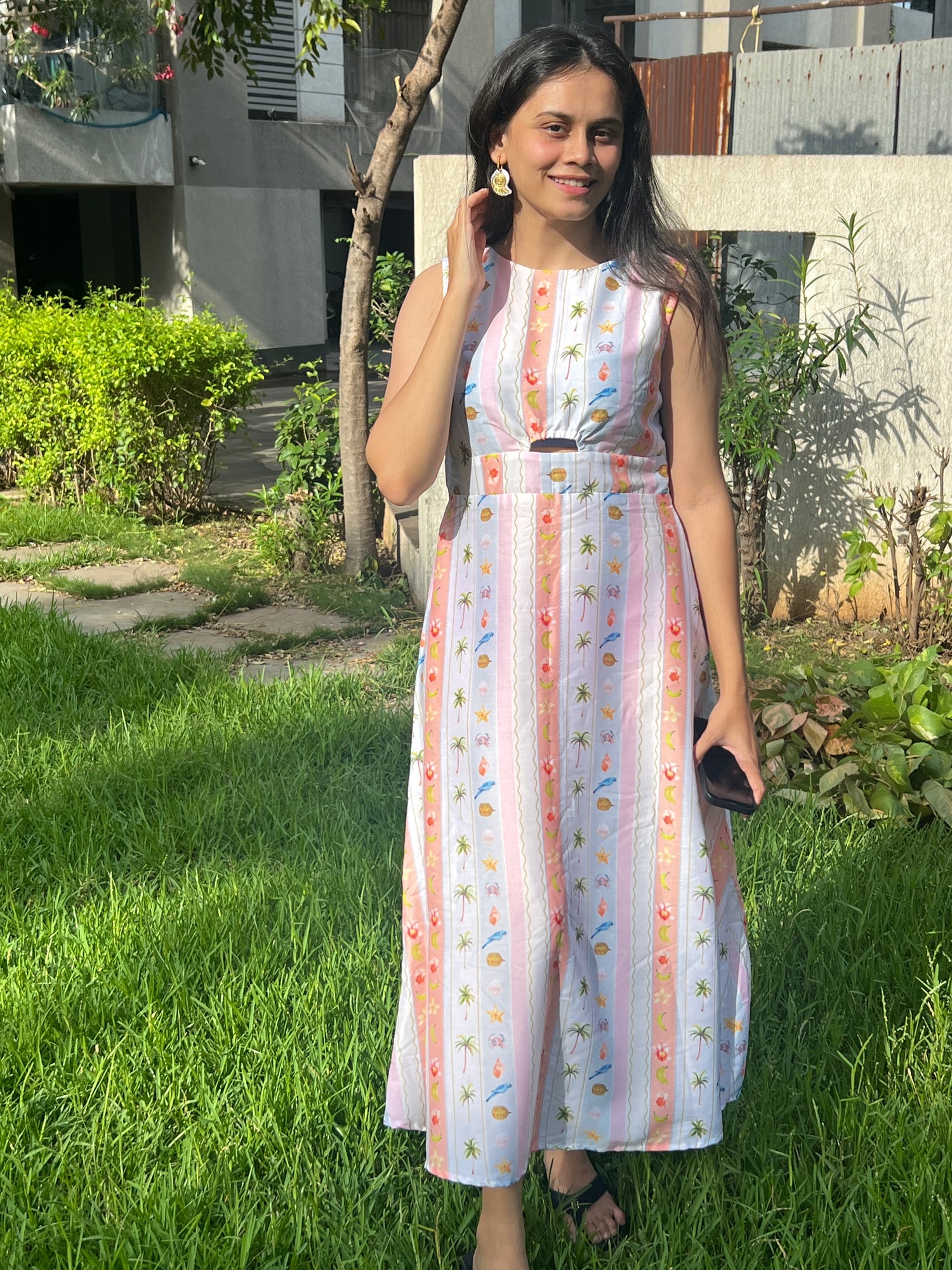 Pastel stripes maxi dress