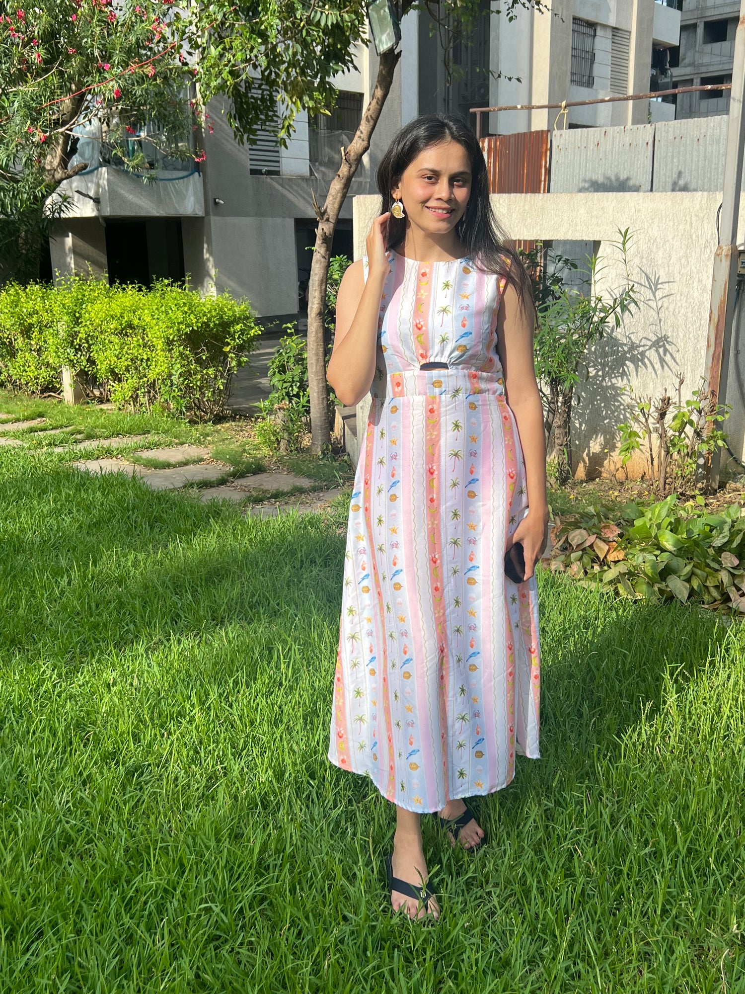 Pastel stripes maxi dress
