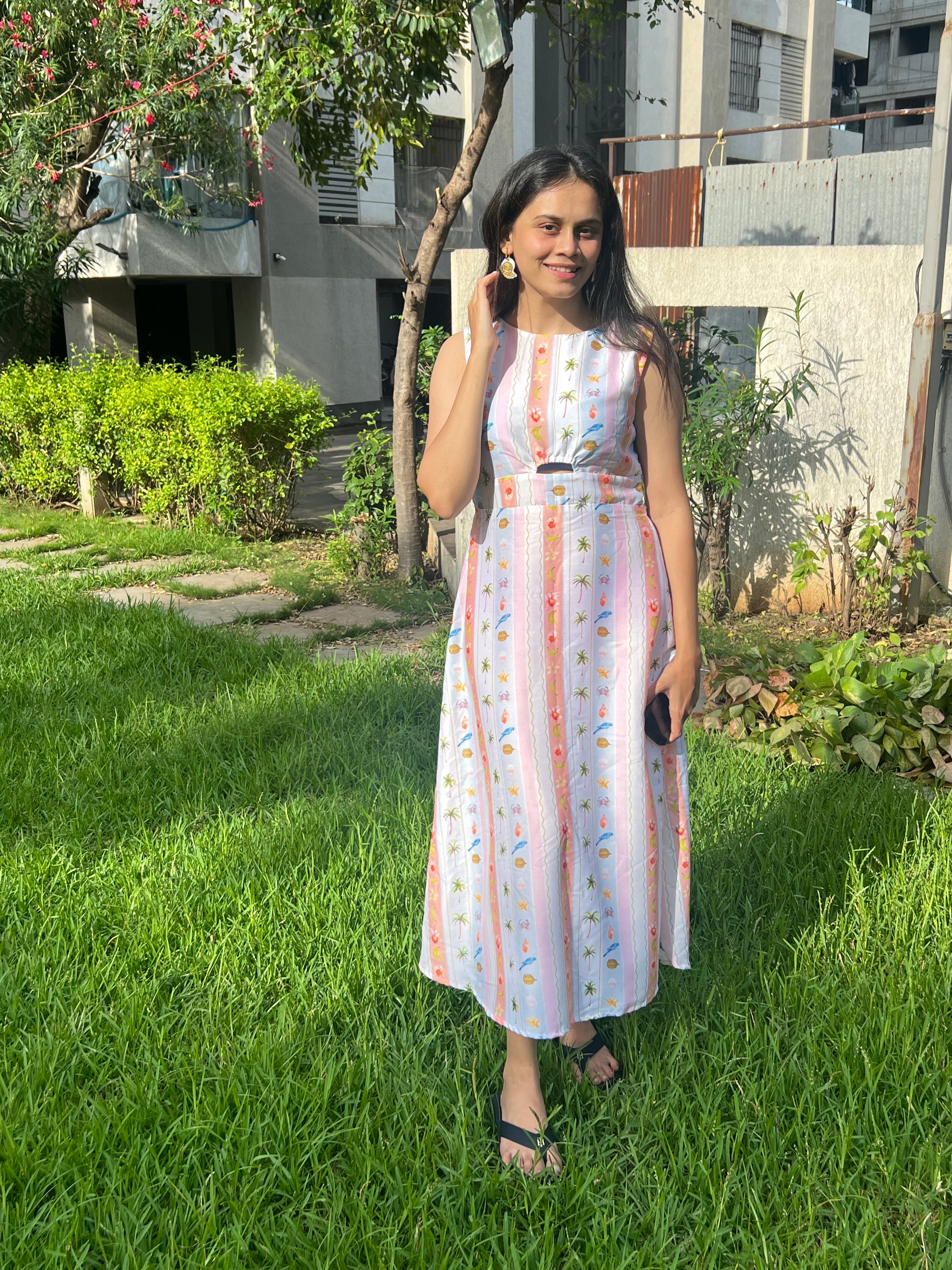 Pastel stripes maxi dress