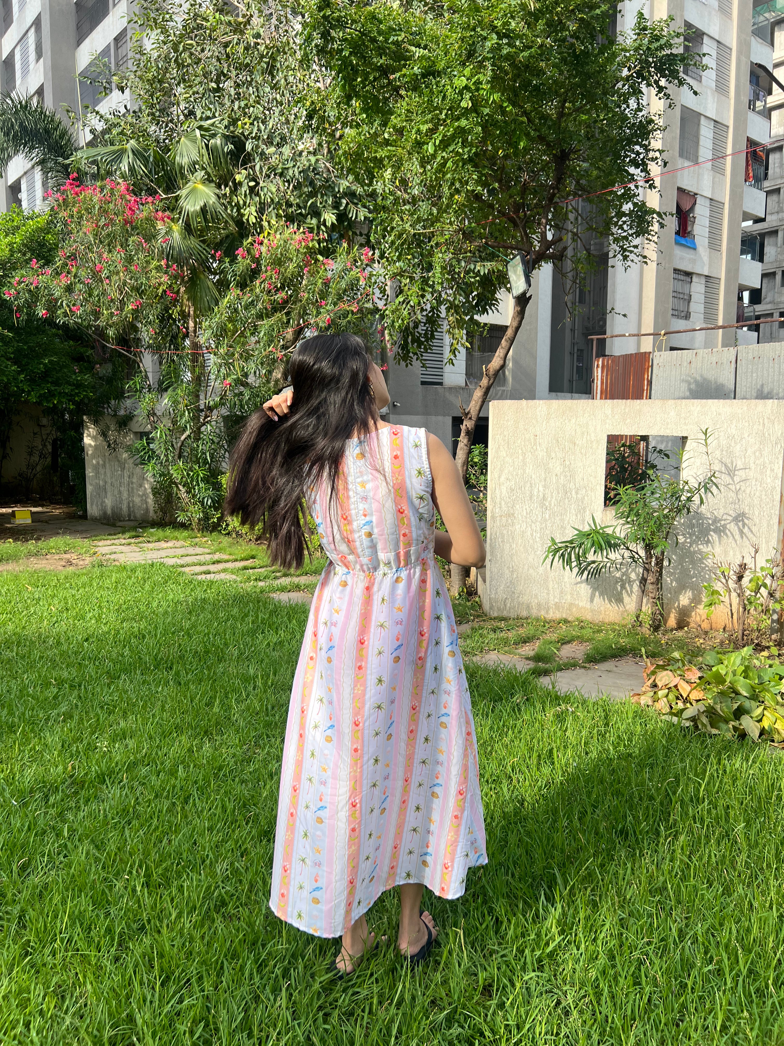 Pastel stripes maxi dress