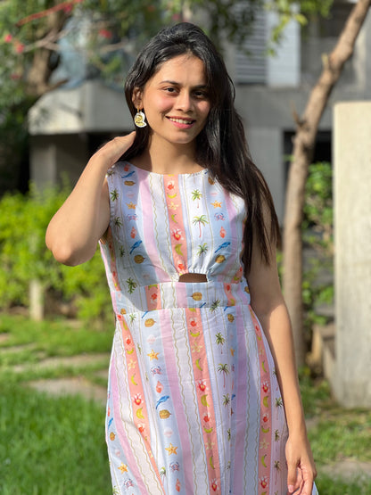 Pastel stripes maxi dress