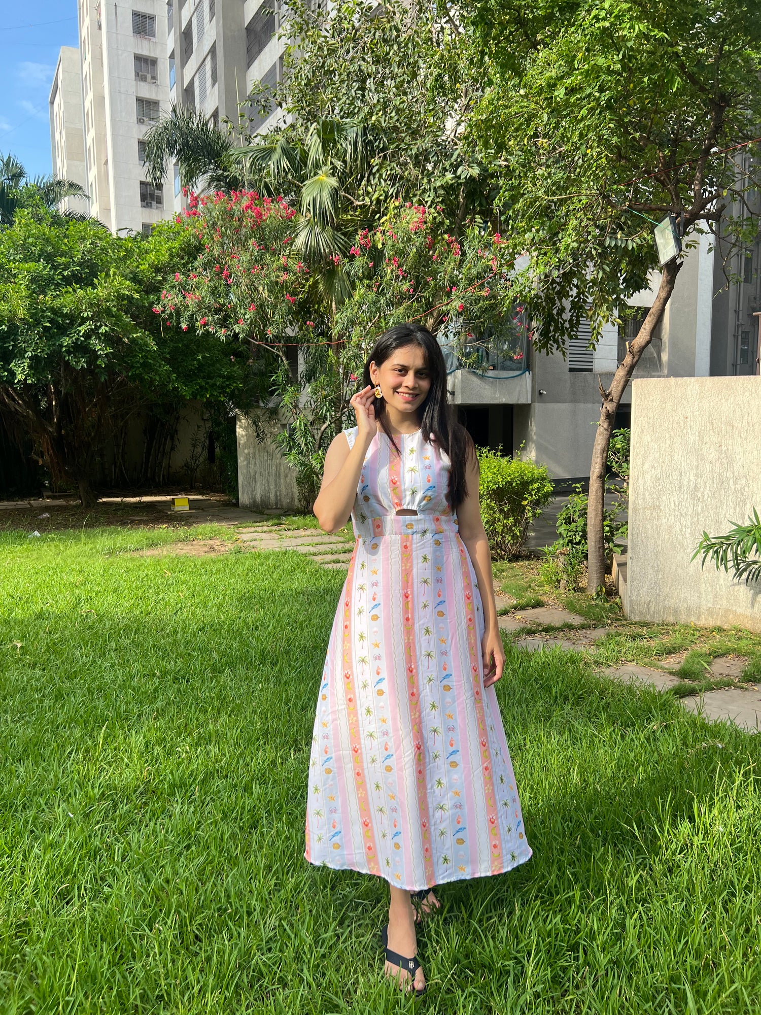 Pastel stripes maxi dress