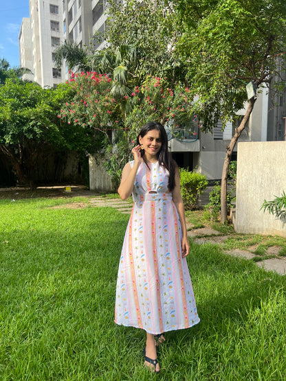 Pastel stripes maxi dress